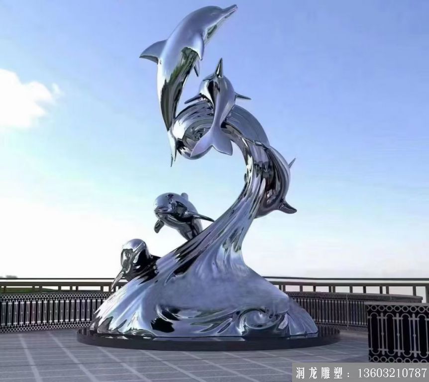 不锈钢海豚镜面雕塑加工厂家 动物雕塑